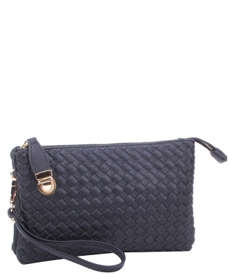 Fashion Woven Clutch Crossbody Bag WU112 BLACK